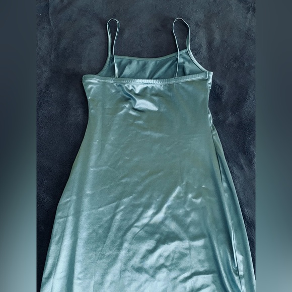 Moa Rose teal/aqua color metallic slip dress - Picture 3 of 4
